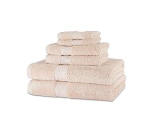 Amazon Basics Juego Toallas Baño Completo 100% Algodón Orgánico 2 Toallas Baño + 2 Mano + 2 Lavabo, Rosa, Pack 6 Unidades