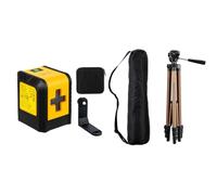 Amazon Basics Kit Nivel Láser & Trípode, Líneas Cruzadas Autonivelante Verde 18m con Trípode Aluminio 127cm, para Colgar Cuadros, Alicatado, Estantes, Construcción, Interior y Exterior