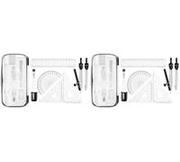 Amazon Basics Kit para matemáticas de 10 piezas, con compases, lápiz de grafito, goma de borrar, sacapuntas, transportador, triángulo, regla y estuche (Paquete de 2)