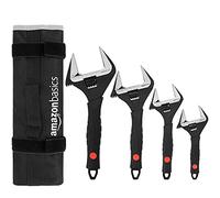 Amazon Basics Llave ajustable para fontaner a con agarre suave, boca ancha, incluye: 6in (150mm), 8in (200mm),10in (250mm),12in (300mm), Paquete de 4 tamaños