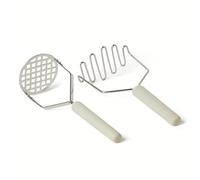 Amazon Basics Machacadores de Patatas, Juego de 2 Piezas, Asa de Agarre Suave, Aptos para Lavavajillas, Gris Lino