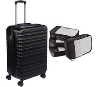 Amazon Basics - Maleta de Viaje rígida giratoria - 68 cm, Negro & Bolsas de Equipaje Medianas (4 Unidades), Negro