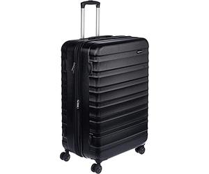 Amazon Basics Maleta Rígida Grande - Equipaje de Viaje Extensible ABS con 4 Ruedas Dobles Giratorias - Resistente a Arañazos y Ligera - 78 x 52,6 x 32cm - Negro