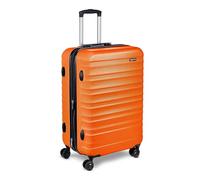Amazon Basics Maleta Rígida Mediana - Equipaje de Viaje Extensible ABS con 4 Ruedas Dobles Giratorias - Resistente a Arañazos y Ligera - 68 x 45,1 x 28,6cm - Naranja Quemado