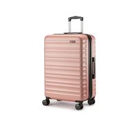 Amazon Basics Maleta Rígida Mediana - Equipaje de Viaje Extensible ABS con 4 Ruedas Dobles Giratorias - Resistente a Arañazos y Ligera - 68 x 45,1 x 28,6cm - Oro Rosa