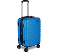 Amazon Basics Maleta Rígida Pequeña - Equipaje de Mano Extensible ABS con 4 Ruedas Dobles Giratorias - Resistente a Arañazos y Ligera - 55 x 37,5 x 25,5cm - Azul Claro