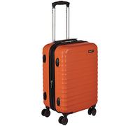 Amazon Basics Maleta Rígida Pequeña - Equipaje de Mano Extensible ABS con 4 Ruedas Dobles Giratorias - Resistente a Arañazos y Ligera - 55 x 37,5 x 25,5cm - Naranja Quemado