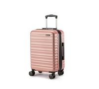 Amazon Basics Maleta Rígida Pequeña - Equipaje de Mano Extensible ABS con 4 Ruedas Dobles Giratorias - Resistente a Arañazos y Ligera - 55 x 37,5 x 25,5cm - Oro Rosa