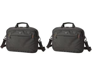 Amazon Basics Maletín Compacto para portátil con Correa para el Hombro y Bolsillos para Accesorios (15,6 Pulgadas, 40 cm), Negro, 1 Unidad (Paquete de 2)