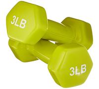 Amazon Basics - Mancuernas de vinilo, 3 Livras (1,4 kg) cada una, 2 unidades, verde lima