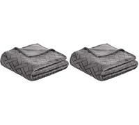 Amazon Basics Manta arrullo de Forro Polar con Relieve, Color Gris, 150 x 200 cm (Paquete de 2)