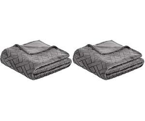 Amazon Basics Manta arrullo de Forro Polar con Relieve, Color Gris, 150 x 200 cm (Paquete de 2)