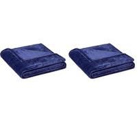 Amazon Basics Manta de Forro Polar Suave y Cálida para Sofá, 127 x 152 cm, Azul Marino (Paquete de 2)