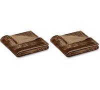 Amazon Basics Manta de Forro Polar Suave y Cálida para Sofá, 127 x 152 cm, Marrón (Paquete de 2)