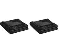 Amazon Basics Manta de Forro Polar Suave y Cálida para Sofá, 127 x 152 cm, Negro (Paquete de 2)