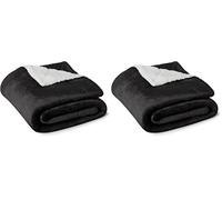 Amazon Basics Manta de Pelo Sherpa, 127 x 152 cm, Negro (Paquete de 2)