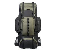 Amazon Basics Mochila de senderismo con estructura interna y capa para lluvia, 65 L, Verde