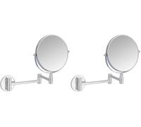 Amazon Basics Montaje en Pared Vanity Redondo Mirror, Cromo, 38.6 x 3 x 28 cm (Paquete de 2)
