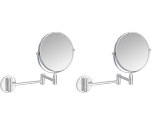 Amazon Basics Montaje en Pared Vanity Redondo Mirror, Cromo, 38.6 x 3 x 28 cm (Paquete de 2)