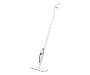 Amazon Basics Mopa con Aerosol, 1 Mopa y 1 Paño de Microfibra Reutilizable, Azul y Blanco