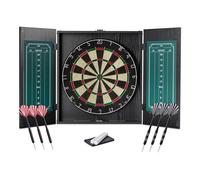 Amazon Basics Mueble para Diana y 6 Dardos con Punta de Acero, Fibra de Sisal Autorreparable, Marcador Incorporado, Kit de Montaje Completo, 55,2cm x 50,2cm, Negro