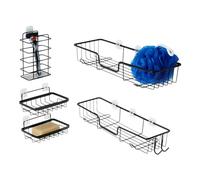 Amazon Basics Organizador de ducha de acero inoxidable, color Negro