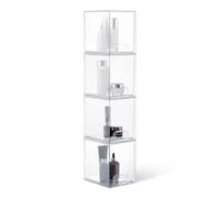 Amazon Basics Organizador de Maquillaje con Cajones de Plástico Apilables, Recipiente Transparente para Cosméticos, 15,3 x 18,8 x 19,6cm, Paquete de 4