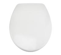 Amazon Basics Ovalado Asiento de inodoro de cierre suave, resistente, de liberación rápida, material de urea, tamaño universal, 37 x 42.5 cm, Blanco