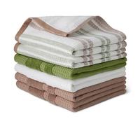 Amazon Basics Paños de Cocina de 100% Algodón Orgánico con Textura de Gofre - Ultraabsorbentes, Secado Rápido, Sin Pelusa, 38 x 64 cm, Pack de 6 (Surtido Verde, Marrón, Blanco)