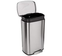 Amazon Basics Papelera rectangular de níquel satinado con cierre suave, 50 l/13.2 galones
