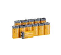 Amazon Basics - Paquete de 12 pilas alcalinas de 9 V, 9 V/6LR61, vida útil de 5 años, para detector de humo/monóxido de carbono, electrónica y audio