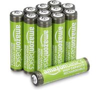 Amazon Basics - Paquete de 12 pilas recargables AAA NiMH de alta capacidad, 850 mAh, recargables hasta 500 veces, precargadas