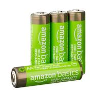 Amazon Basics paquete de 4 baterías AA NiMH recargables, 2400 mAh, 1,2 V, se recargan hasta 400 veces, precargadas