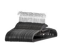 Amazon Basics Perchas de plástico resistentes, antideslizantes, con barra horizontal de goma, Paquete de 30, Gris