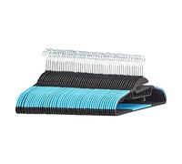 Amazon Basics Perchas de plástico, resistentes, antideslizantes, con barra horizontal de goma, Paquete de 50, Azul