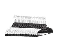 Amazon Basics Perchas de plástico, resistentes, antideslizantes, con barra horizontal de goma, Paquete de 50, Blanco
