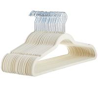 Amazon Basics Perchas de Terciopelo para Trajes, Paquete de 30, Plateado/Marfil