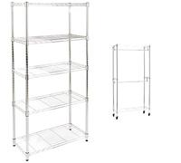 Amazon Basics Perchero de ropa de doble barra con ruedas, Cromo+ Estantería con 5 baldas, cromado