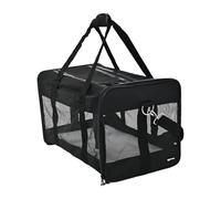 Amazon Basics Perro Trasportín con laterales flexibles, Grande, Negro, 50 x 30.4 x 30.4 cm (L x An x Al)
