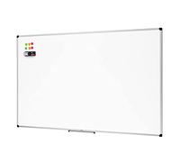 Amazon Basics Pizarra Blanca Magnética con Marco de Aluminio, Bandeja para Rotuladores, 6 Imanes, 1 Borrador y 2 Rotuladores para Uso en Oficina y Hogar, Montaje en Pared, Borrado en Seco, 90 x 60cm