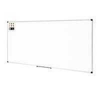 Amazon Basics pizarra magnética blanca con bandeja para rotuladores, borrado en seco, marco de aluminio, tablón de anuncios magnético, montaje en pared; para hogar, oficina y escuela, 240 x 120cm