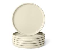 Amazon Basics Platos para Aperitivos de Gres Esmaltado, Juego de 6 Piezas, Aptos para Microondas y Lavavajillas, 17,0cm, Marfil