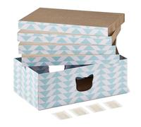 Amazon Basics Rascador para Gatos con Caja, Rascadores de Cartón Corrugado para Gatos de Interior, con Impresión en Color y Hierba Gatera, con Certificación FSC, Paquete de 4, 41,9 x 25,4 x 3,8cm,azul