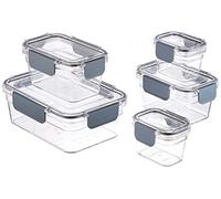 Amazon Basics Recipientes de Plástico Tritán para Almacenar Alimentos, Cierre Hermético de Plástico Tritán, 10 Piezas, Transparente