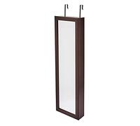 Amazon Basics Rectangular Armario joyero para instalación en pared o colgar, con 2 espejos para maquillaje, Marrón Oscuro, 47.2"L x 13.78"W x 4.72"H (120 x 35 x 12 cm)