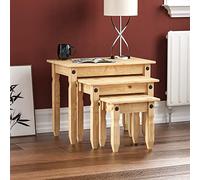 Amazon Basics Rectangular Juego de Mesa auxiliar, encajables Corona, Madera Maciza de Pino por Home Discount 60 cm x 50 cm x 38 cm, Beis (Antes éramos Movian)