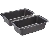 Amazon Basics Rectangular Molde antiadherente para pan de acero al carbono, 27 x 15 x 7 cm, paquete de 2, Gris