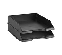 Amazon Basics Rectangular Organizador de cartas apilable de oficina, bandeja de escritorio, paquete de 2, Tamaño carta, negro