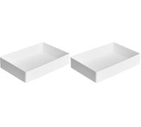 Amazon Basics Rectangular Organizador de plástico, Bandeja para Accesorios, 24 x 17 x 5 cm, Blanco (Paquete de 2)