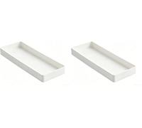 Amazon Basics Rectangular Organizador de plástico, media bandeja para accesorios, 23.8 x 8.3 x 2.5 cm, blanco (Paquete de 2)